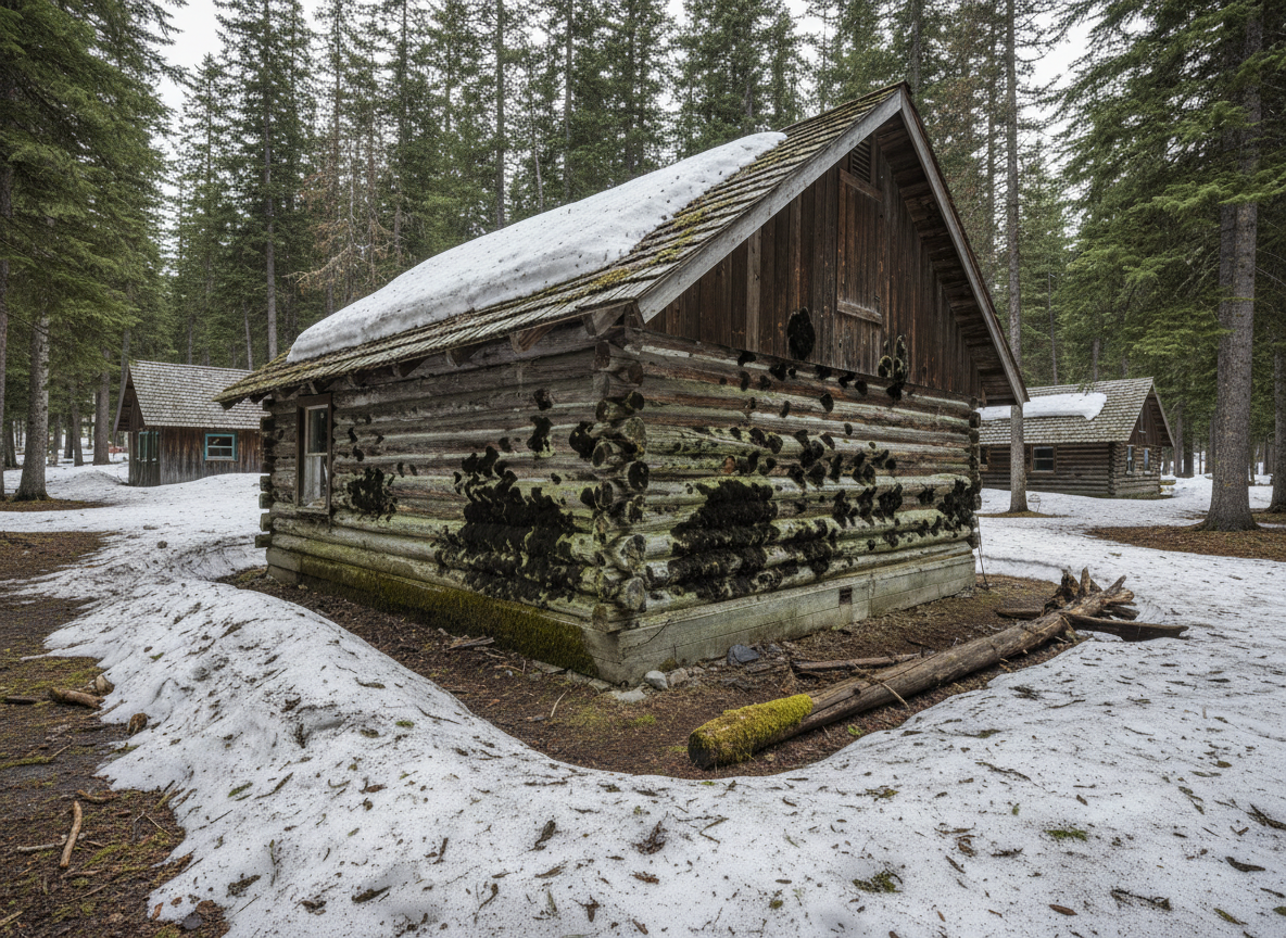 Mold Growth After Snow Melt in Sugarloaf Cabins