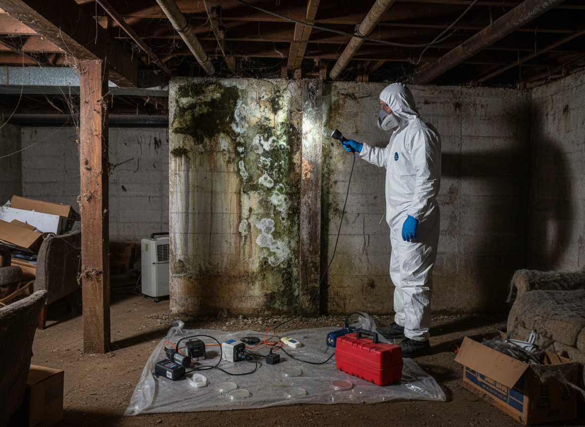 Basement mold inspection in Sugarloaf